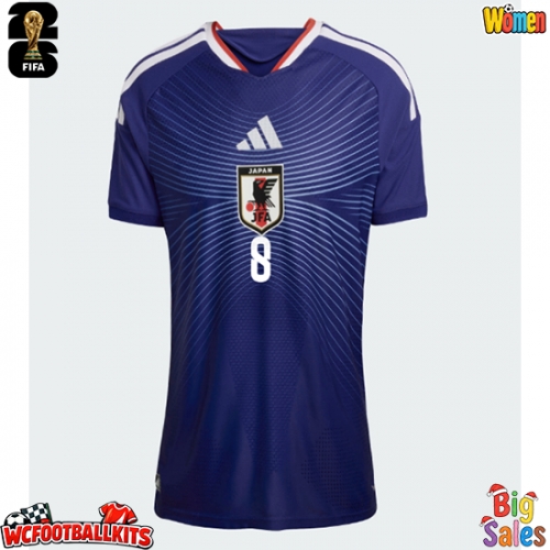 Japan Takumi Minamino #8 Replica Home Stadium Shirt for Women World Cup 2026 Short Sleeve